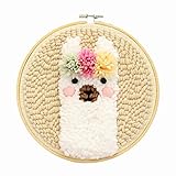 Yamix DIY Latch Hook Kits for Kids Beginner, Rug Hooking Rug Crafts Knitting Embroidery Kit Punch Needle Starter Kit with Punch Needle Colorful Yarn Pattern Preprinted