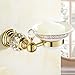 OWOFAN Soap Holder With White Ceramics Dish Bath Storage Shelf Crystal Bathroom Accessories Brass Gold HK-31K