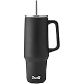 S'well Recycled Stainless Steel Tumbler XL with Straw and Handle, 40oz, Onyx, Triple Layered Vacuum Insulated Container Keeps Drinks Cold 50 hours and Hot for 10, BPA Free