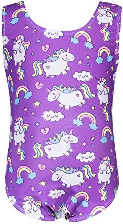 PHOEBE CAT Gymnastics Leotard for Little Girl One-piece Sleeveless Dancing Athletic Unitards Unicorn, 9-10 Years