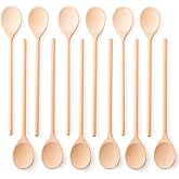 Mr.Woodware 10 Inch Wooden Spoons for Cooking - Set of 12 Long Handle Wooden Spoon for Mixing, Stirring, Tasting - Kitchen Wooden Utensils For Cooking and Crafts, Personalized Engraved Wood Burning