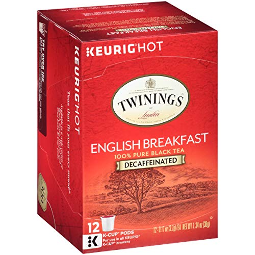 Twinings Decaf English Breakfast Tea KCup Pods for Keurig, Naturally Decaffeinated Black Tea