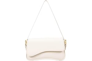 AMSZKE Shoulder Bag for Women Y2K Trendy Purse Vegan Leather Hobo Handbags Clutch Saddle Bag with 2 Removable Strap (Beige)