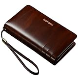 Teemzone Mens Genuine Leather Clutch Bag Handbag Organizer Checkbook Wallet Card Case