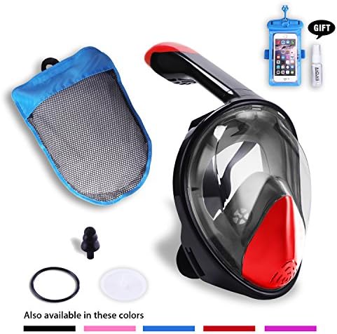 AOLAIS Third Gerneration 180°View Panoramic Full face Snorkel Mask for Adults and Kids,Anti-Fog Anti-Leak Design Easy Breathe Snorkeling Mask Set