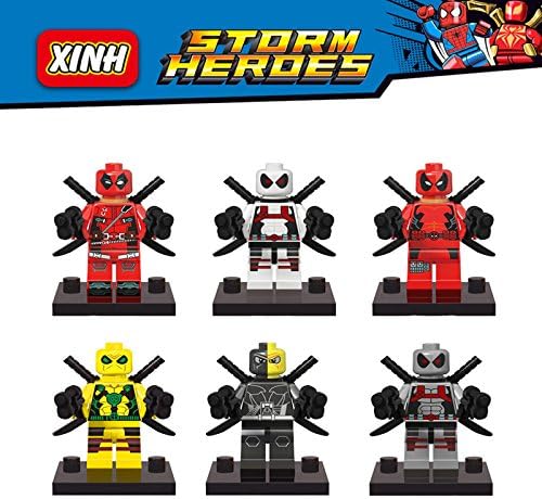 6Pcs Deadpool Minifigures Marvel Super Hero Avengers Building Blocks Sets Bricks Kids Toys Decool Lepin Compatible