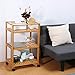 LANGRIA 3 Tier Rolling Cart Bamboo Service Kitchen Cart Storage Shelf with Hooks and Lockable Wheels for Home Dinning Room Bathroom Organization (Load 11 lbs. Per Shelf) (18.5