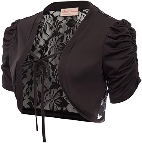 Women’s Short Sleeve Shrug Lace Open Front Cardigan Cropped Bolero Jacket S-XXL
