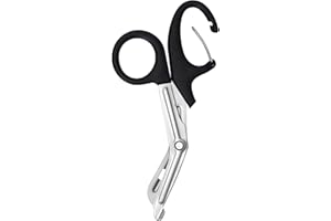 MOVOCA Trauma Shears with Carabiner - 7.5" Medical Scissors with Non-stick Blades, Premium Quality Stainless Steel Bandage Scissors for Doctors, Nurses, Nursing Students, EMT, EMS (Black)
