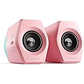 Edifier G2000 32W PC Computer Speakers for Gaming Desktop PC Laptop Mac Computer Woofer Speakers Bluetooth USB 3.5mm AUX Inputs RGB Lights Multimedia Speakers Pink