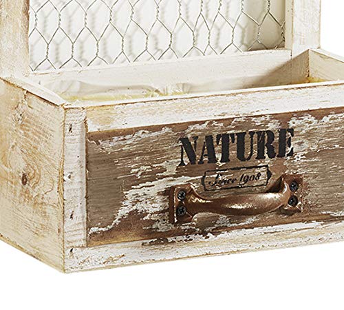 Deko Holz Pflanzschale Blumentopf Pflanzkasten Blumenkasten Balkonkasten Blumen mit Rankgitter Weiss Natur – Bild 3