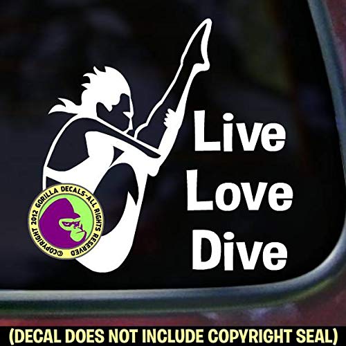 LIVE LOVE DIVE Springboard Female Diver Diving Vinyl Decal Sticker A