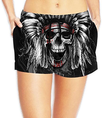 7.05oz Beach Pants Girl Voluptuous SKULL INDIAN HEADDRESS
