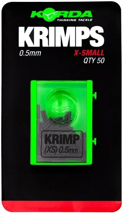 Korda Krimps 0.5mm X-Small | Double-Barrel Crimps 50 Pack for Rig Tools