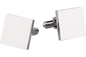 Driew Blank Square Cufflinks, Blank Cufflink for Men Stainless Steel Cufflinks Cuff Links Flat Pad Blank Setting Tray 1 Pair,Silver