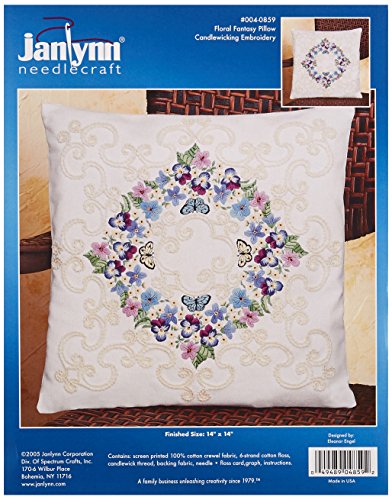 Janlynn Crewel Embroidery Kit, Floral Fantasy Pillow