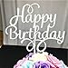 USFEEL 2 Pack Happy Birthday Cake Topper Glitter Party Event Decorations Silver