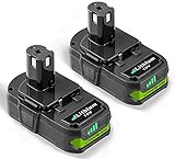 2 Pack 3000mAh P102 Replacement for Ryobi 18V