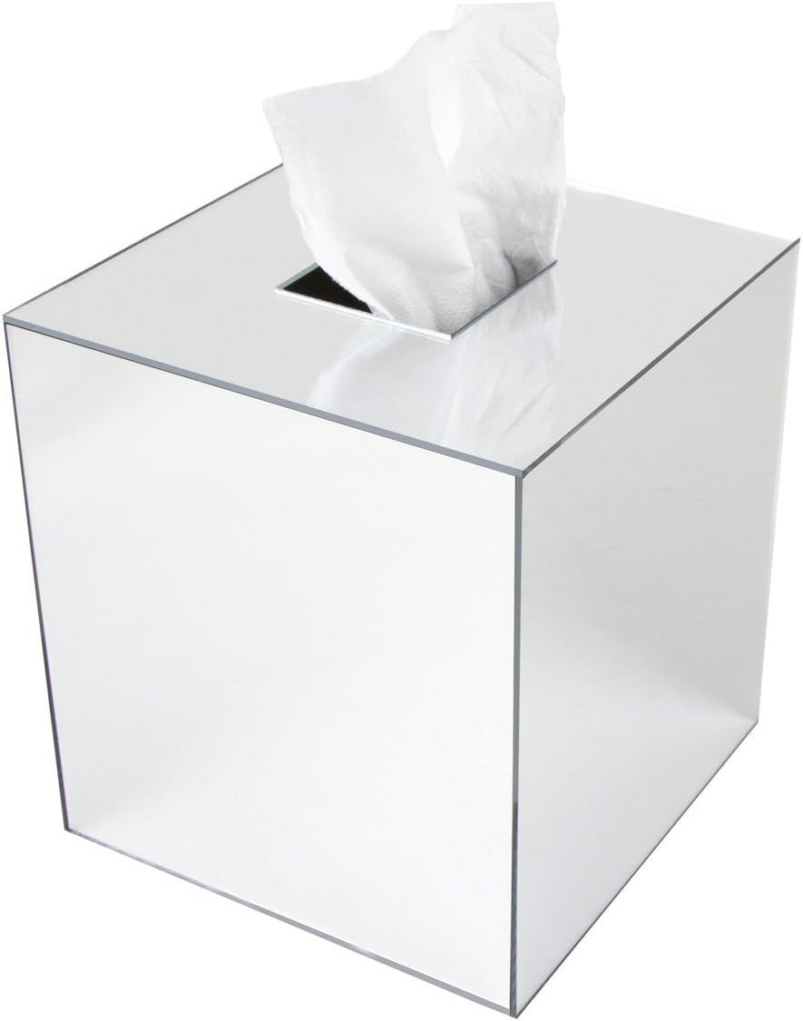 J JACKCUBE DESIGN JackCubeDesign Overall Acrylic Mirror Square Tissue Box Cover Holder Napkin Holder Organizer Stand(5.6 x 5.6 x 6.1 inches) - :MK219A: Home & Kitchen