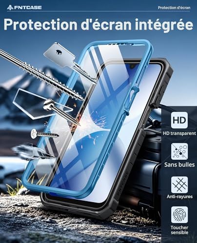 FNTCASE For Samsung Galaxy A17-5G Case: for Galaxy A26-5G Military Grade Shockproof Protective Case with Built-in Stand | Heavy Duty Shockproof & Textured Matte Protective Cases - Blue