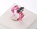 Pink Style 2017 New 1 piece Black & 44 pieces White Zircon Prong Setting Ring