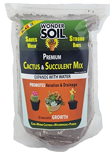 Premium CACTUS and SUCCULENT SOIL MIX by Wonder Soil (3lb. Bag) | EXPANDS 4-5X in Size with Water! | COCO COIR WORM CASTINGS MYCORRIHIZAE PUMICE | Saves Water- Stimulates Growth - Stronger Roots