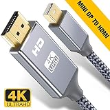 Capshi Mini DisplayPort to HDMI Cable - 6Ft Thunderbolt to HDTV Cord Mini DP to HDMI Chord 4K MiniDP to HDMI Wires Nylon Braided 1080P Compatible Mac Air/Pro, iMac Surface Pro/Dock, Monitor, Projector