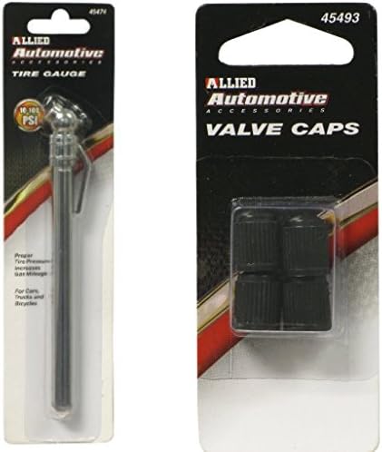 Tire Pressure Gauge with 4 Valve Caps Bundle, 10-100 Psi, for Cars, Trucks, and Cycles- Stocking Stuffers for Men