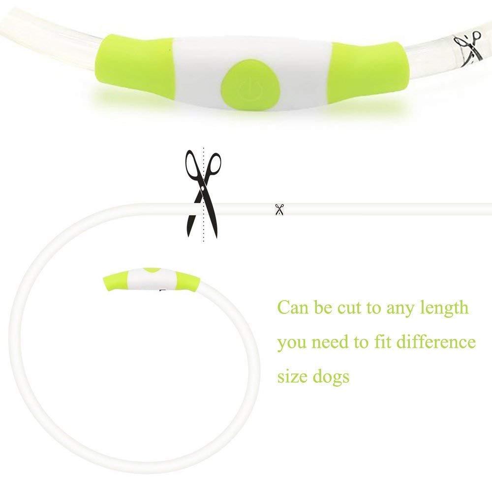 Illumifun Led Dog Collar, USB Rechargeable TPU Cuttable Light Up Collar Make Your Dogs Seen & Safe in the Dark (Neon Green)