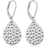 IOQCZQOI Hammered Teardrop Earrings for Women, Lightweight Leverback Drop Dangle Jewelry, Everyday Fashion Accessory, Birthday Gift for Her