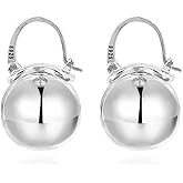 OwMell Elegant 925 Sterling Silver Pearl Drop Earrings Dangle Stud Gold Plated Earrings for Women Large Size 12mm