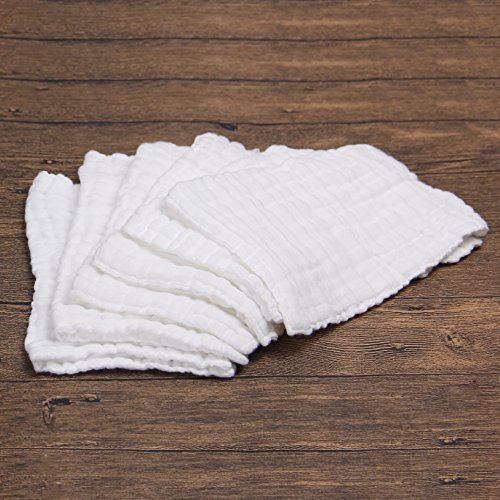 Baby Muslin Washcloths(12x12 inches,5 Pack)100 Premium Organic Cotton