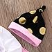 Baby Girls Mama's Mini Bodysuit and Polka Dots Pants Outffit with Hat+Headband(80(6-9M),Pink)
