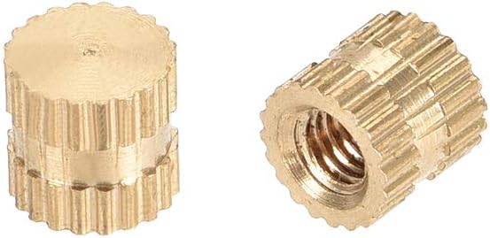 uxcell Knurled Insert Nuts, 50Pcs M3 x 5mm(L) x 5mm(OD) Female Thread Brass Blind Embedment Nuts, M3 x 5mm x 5mm