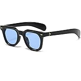 PORADAY Square Sunglasses for Women Men Trendy Thick Frame Sun Glasses Black Shades
