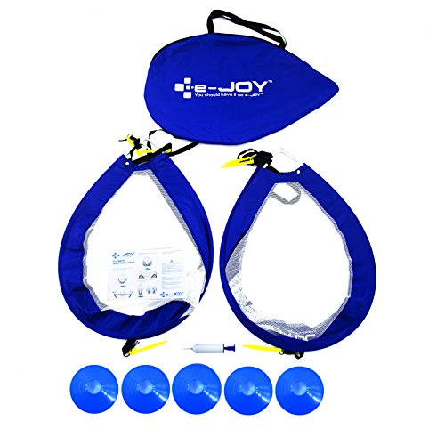 e-joy Porpora Portable Instant Pop-Up Soccer Goal, Nets, Kids Soccer Training Target, Foldable Collapsible Soccer Goals (Set of 2 In Carry Bag Include Cones and Pump), 48'' L x 32'' H x 32'' W, Blue