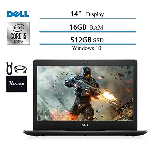 Dell Inspiron 3000 14 in Laptop Computer 2020 Newest, Intel Core i5-1035G7 (Up to 3.7GHz), 16GB RAM, 512GB SSD, HDMI, WiFi, Intel UHD Graphics, Bluetooth, Windows 10 w/ HESVAP Accessories