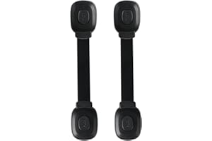 Fursafe&Q Cabinet Locks Baby Proofing, Child Safety Strap Locks Adhesive Black - Child Proof Fridge Lock Drawer Door Toilet Latches No Drill Multi-Purpose for Furniture Kitchen Lock