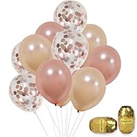 K KUMEED Rose Gold Confetti Balloons, Champagne Rose Gold Latex Balloons for Birthday, Weddings,Bridal Shower, Baby Shower, Bachelorette Party Decorations 30pcs ,12 Inch