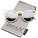 zeroUV Womens Fashion Round Metal Cut-Out Flash Mirror Lens Cat Eye Sunglasses (Gold/Silver Mirror)