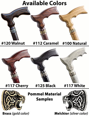 Unique Mens Walking Stick Handmade Carved Wolf Cane for Men Fashionable Sturdy Wooden Canes Custom Walking Staff