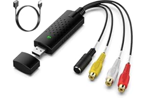 PKOUVOO Video Capture Card RCA to USB Video Capture Device The VHS to Digital Converter Convert VHS Mini DV VCR Hi8 DVD to Di