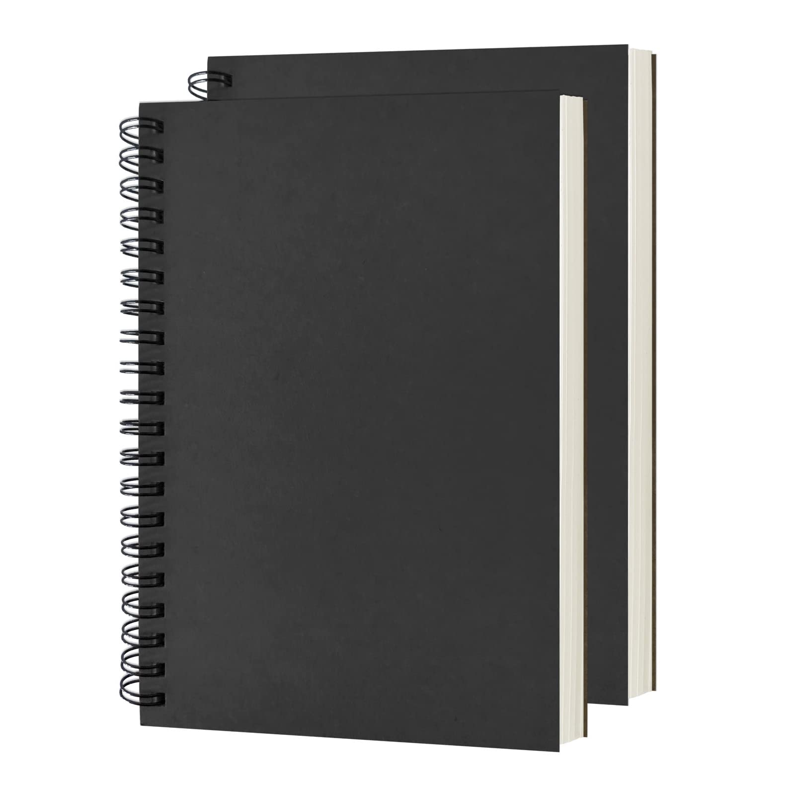 Photo 1 of DSTELIN Blank Spiral Notebook, 2-Pack, Soft Cover, Sketch book, 100 Pages / 50 Sheets, 7.5 inch x 5.1 inch, 100GSM, (Black)