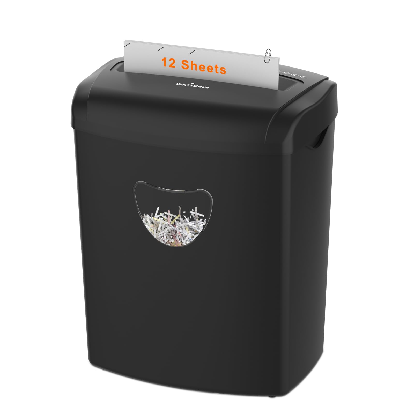 Photo 1 of 12-Sheet Cross-Cut Paper Shredder for Home Office, P-4 High Security Document Shredder for Credit Cards & Staples, 5.5 Gallon Bin with Transparent Window, ETL Certified Anti-Jam Protection, Black