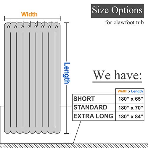 Barossa Design Waffle Weave Clawfoot Tub Shower Curtain 180 x 70 Inch