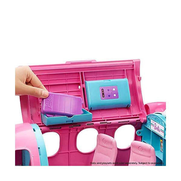 Barbie-GDG76-Dreamplane-Playset-with-Accessories-Multicolour Barbie Dreamplane Transforming Playset, Reclining Seats, Working Overhead Compartments, 15+ Pieces, Puppy, Snack Cart…
