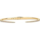 PAVOI 14K Gold Plated Cubic Zirconia Claw Bangle Bracelet | Elegant CZ Cuff Bracelets for Women