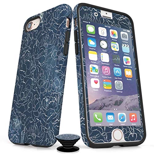 Phone Accessory Bundle for iPhone 7/8 Plus - Screen Protector, Glossy iPhone Case, and Cell Phone Grip with White Orchid Design