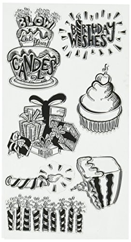 Sizzix 660634 Birthday Wishes Stamps by Lindsey Serata, Clear