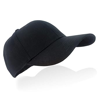 Tinya Baseball Cap Men Women: Solid Plain Black Adjustable Sports 100% Cotton Long Brim Strap Buckle Structured Fit for Youth Boys Ponytail Ladies Big ...